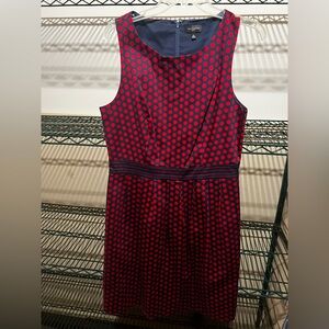 The Limited Red and Navy Polka Dot Midi Dress